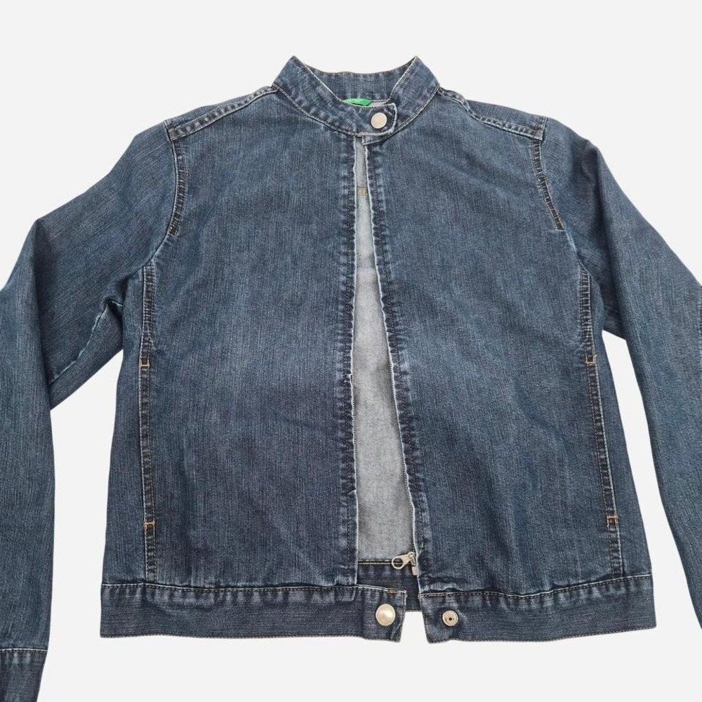 Vintage United Color of Benetton Y2K denim jacket‎ with mandarin collar